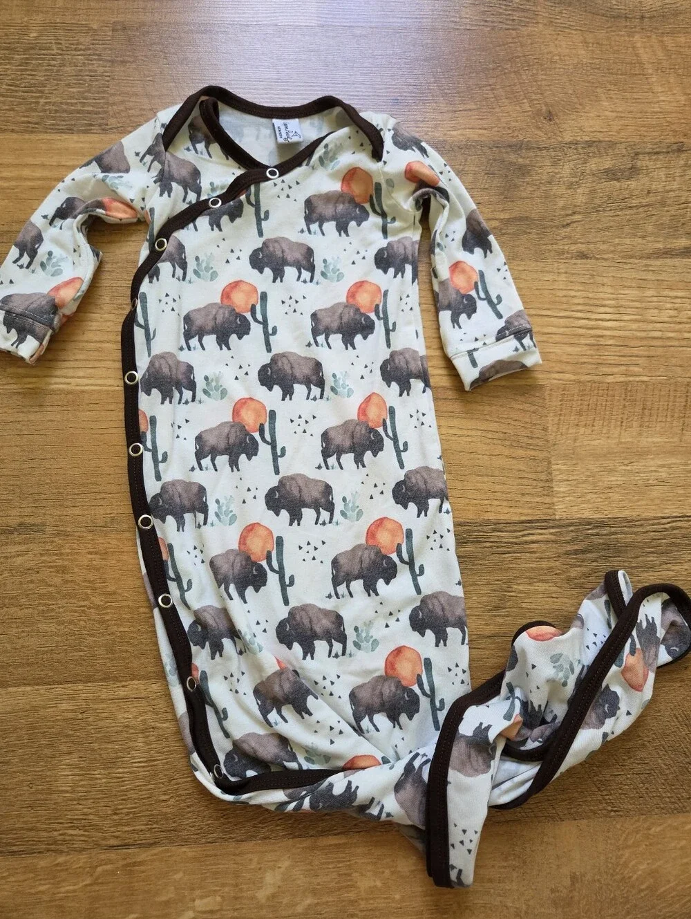 Baby Gown Lot - Copper Pearl, Hudson Baby, Milkbarn - Bison Giraffe Woodland